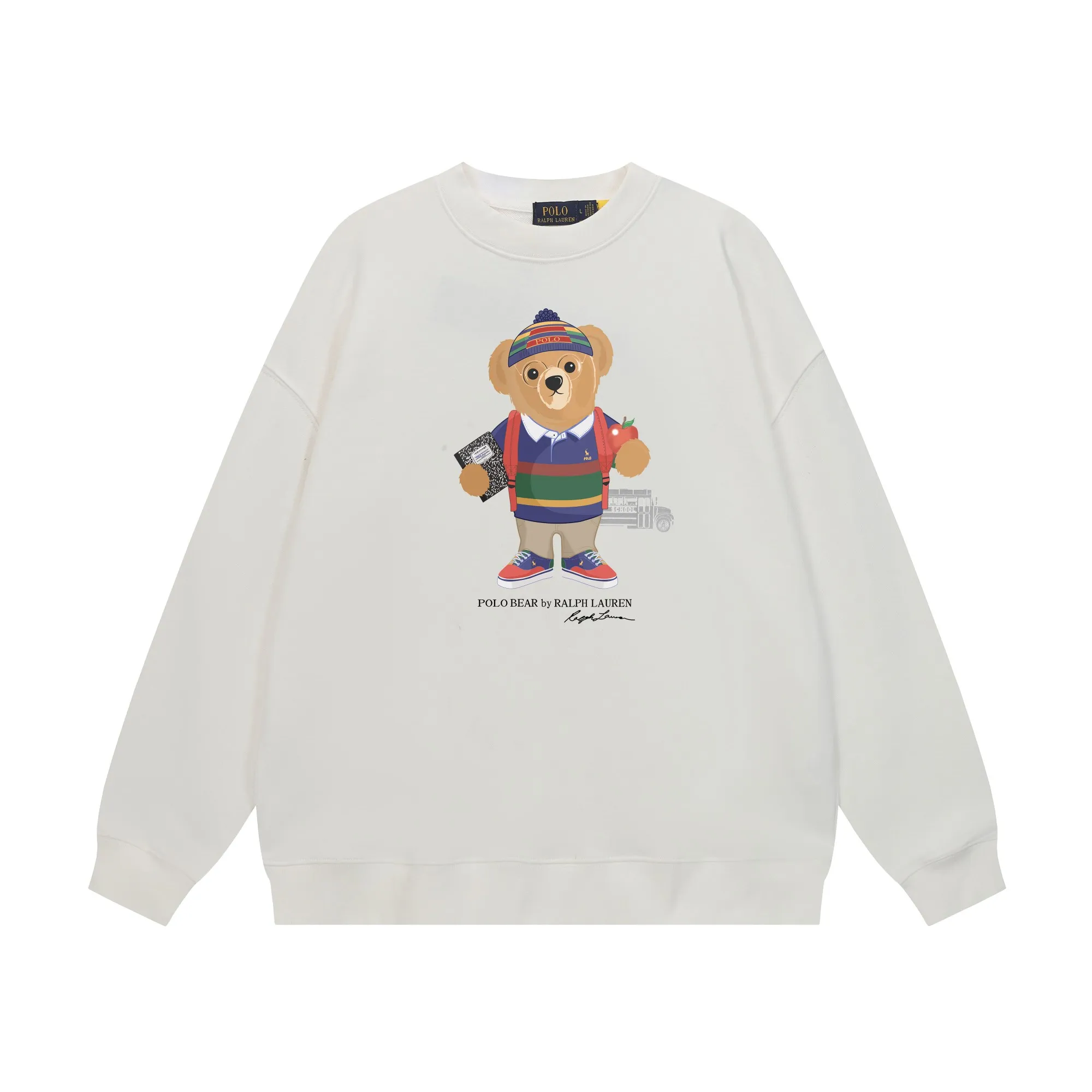 P200 Long-term stock] RalphLauren/Ralph Lauren 2025 autumn and winter new bear letter print 420g heavy large terry sweatshirt Ralph Lauren's age-reducing item, the coat fabric is made of 85% cotton ➕15% polyester, which not only retains the softness, comfort and breathability of cotton, but also adds the wear resistance and wrinkle resistance of polyester fiber, making the clothes more durable and easy to care for. Even in slightly cooler weather, you won't feel stuffy when wearing it. This kind of fabric has a natural crisp feel and is not easy to pill or deform. The bear on the chest is printed with English letters. It is full of color, full of three-dimensionality, and lifelike, adding a bit of liveliness and interest to the whole sweatshirt. There is no pressure to dress, regardless of age or gender. Complete accessories! Color: black, white, navy blue, light floral gray Size: M-L-XL-XXL